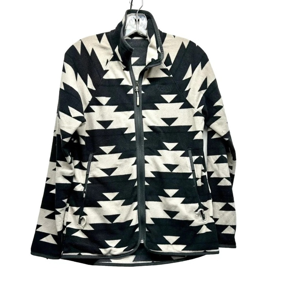 The North Face Women's Medium Aztec Black White Polyester Fleece Jacket (D5)